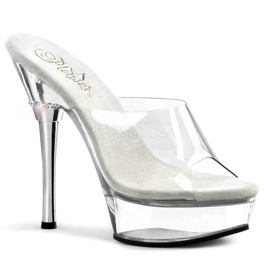 Pleaser - ALLURE601 Pantoletten mit Absatz - Transparent/Silberfarben Product image